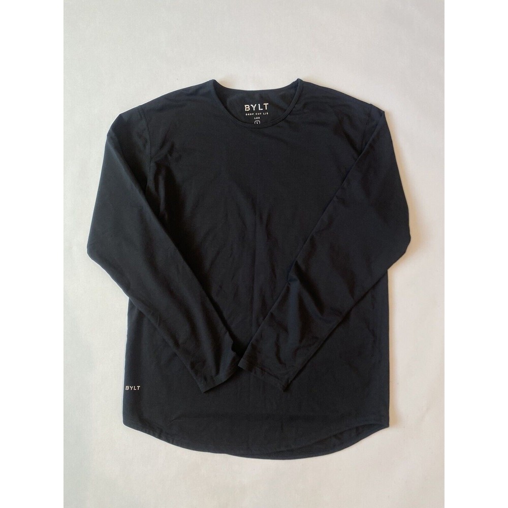 Men's BYLT Drop Cut Lux Premium Basics Long Sleeve Black shirt Large